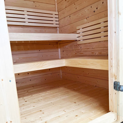 SaunaLife G2 Garden Series 4-Person Outdoor Sauna Kit, installed view 6