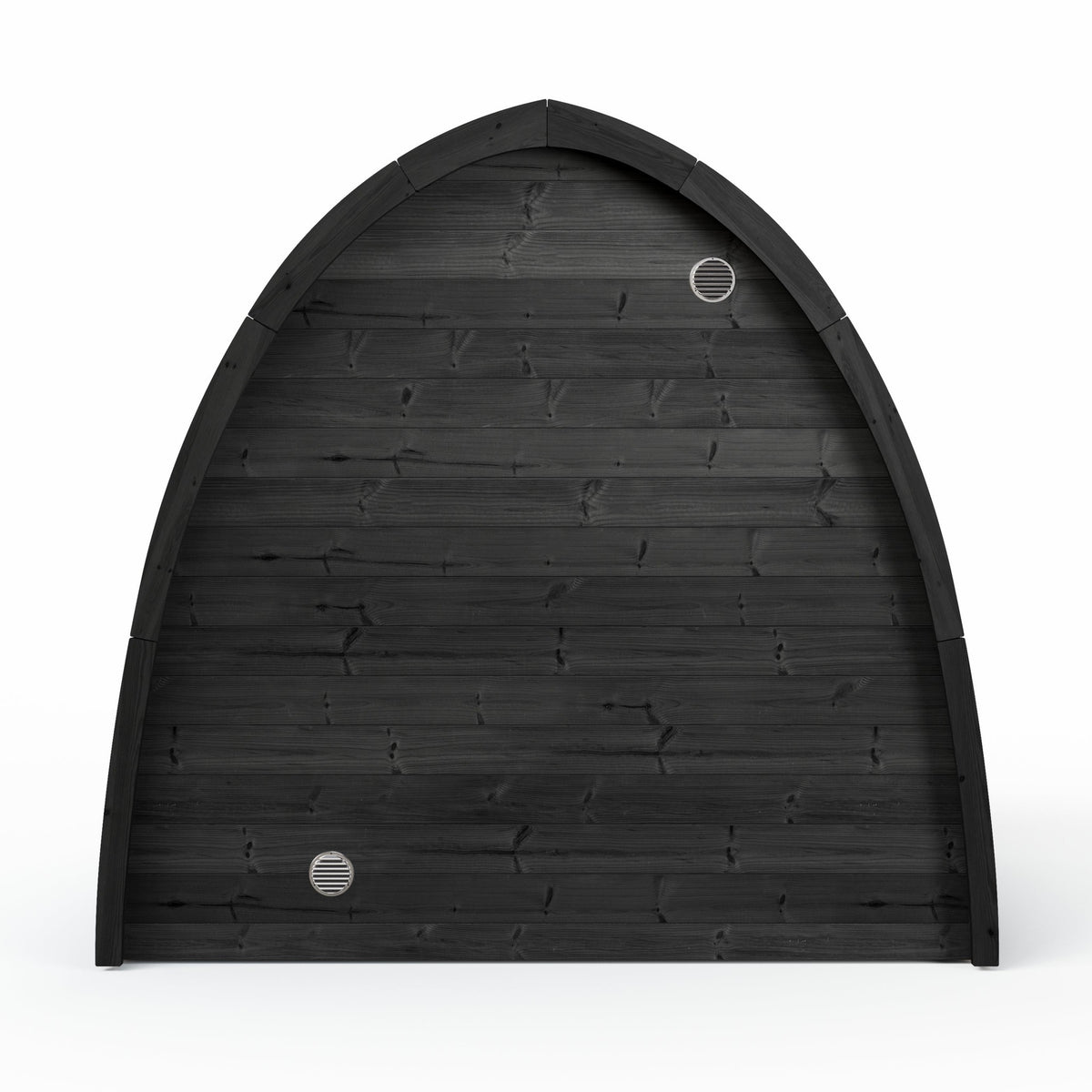 SaunaLife G3 Garden Series Outdoor Sauna Kit, Arched Roof, black finish, rear elevation