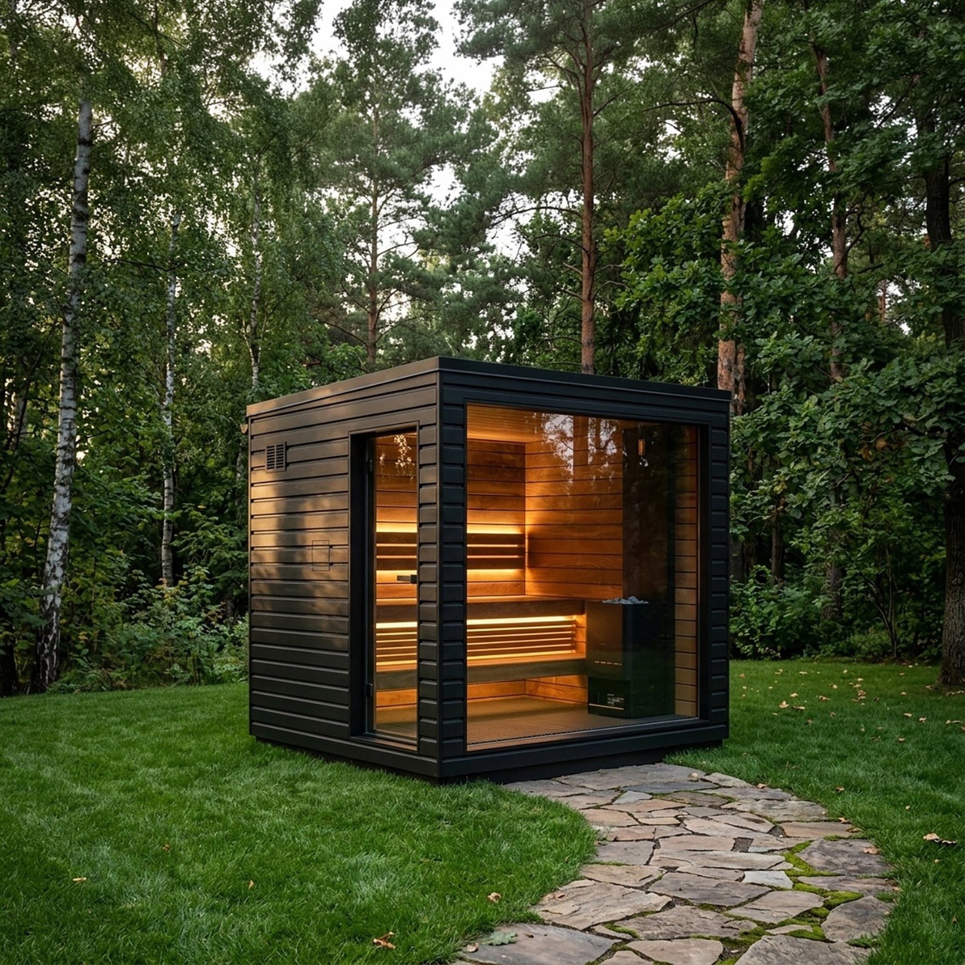 SaunaLife G6 Garden Series 5-Person Pre-Assembled Outdoor Sauna, installed view 6