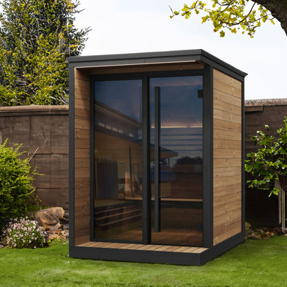SaunaLife GL4 Garden Luxury 4-Person Outdoor Sauna Kit, installed view 4