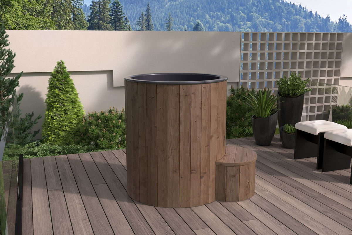 SaunaLife S1N Soak Series 1-Person Cold Plunge Tub, Natural, installed view 4