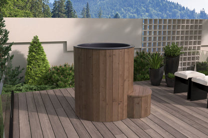 SaunaLife S1N Soak Series 1-Person Cold Plunge Tub, Natural, installed view 4