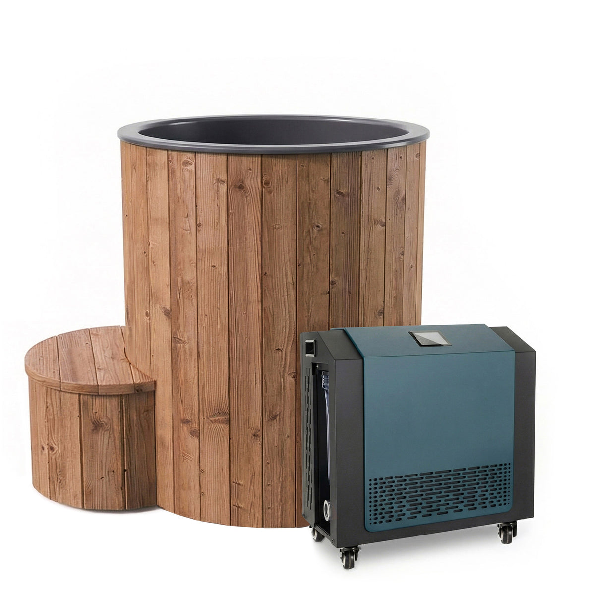SaunaLife S1NC Soak Series 1-Person Cold Plunge Tub with Chiller, Natural