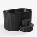 SaunaLife S2 Soak Series 2-Person Cold Plunge Tub, three quarter view with the cover fitted