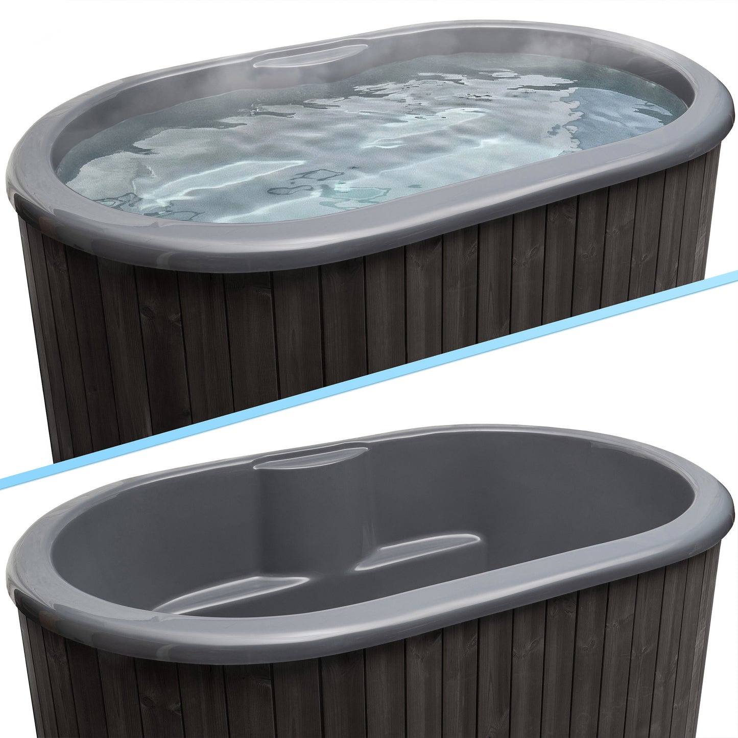 SaunaLife S2B Soak Series 2-Person Cold Plunge Tub, Black, installed view 4