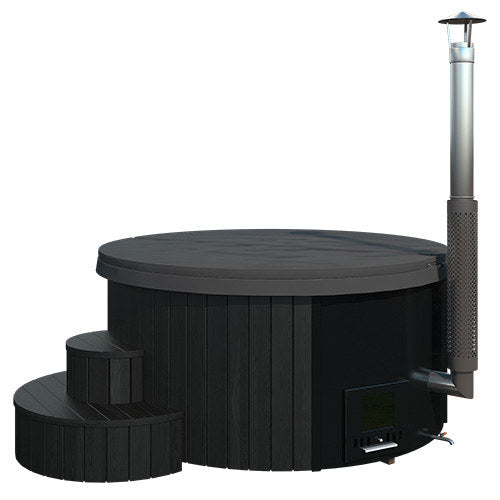 SaunaLife S4B Soak Series 6-Person Wood-Fired Hot Tub, Black, product view 3