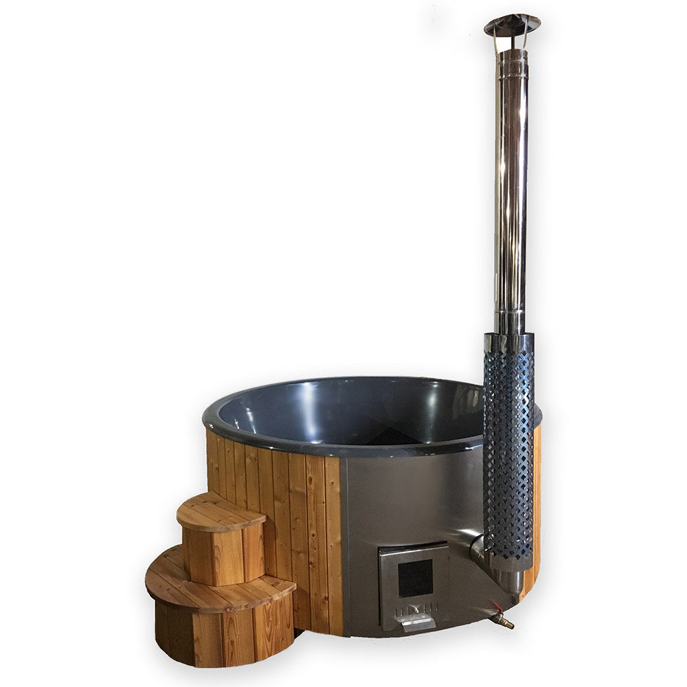 SaunaLife S4N Soak Series 6-Person Wood-Fired Hot Tub, Natural