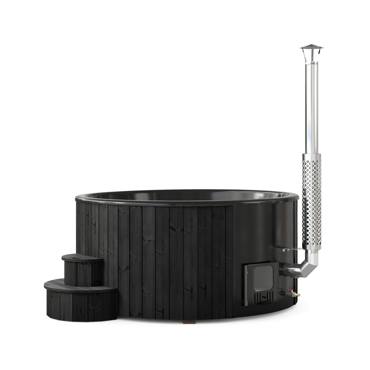SaunaLife S6B Soak Series 7-Person Wood-Fired Hot Tub, Black