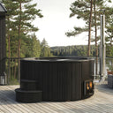 SaunaLife S6 Soak Series 7-Person Wood-Fired Hot Tub, installed on a patio