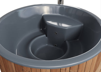 SaunaLife S6N Soak Series 7-Person Wood-Fired Hot Tub, Natural, installed view 3