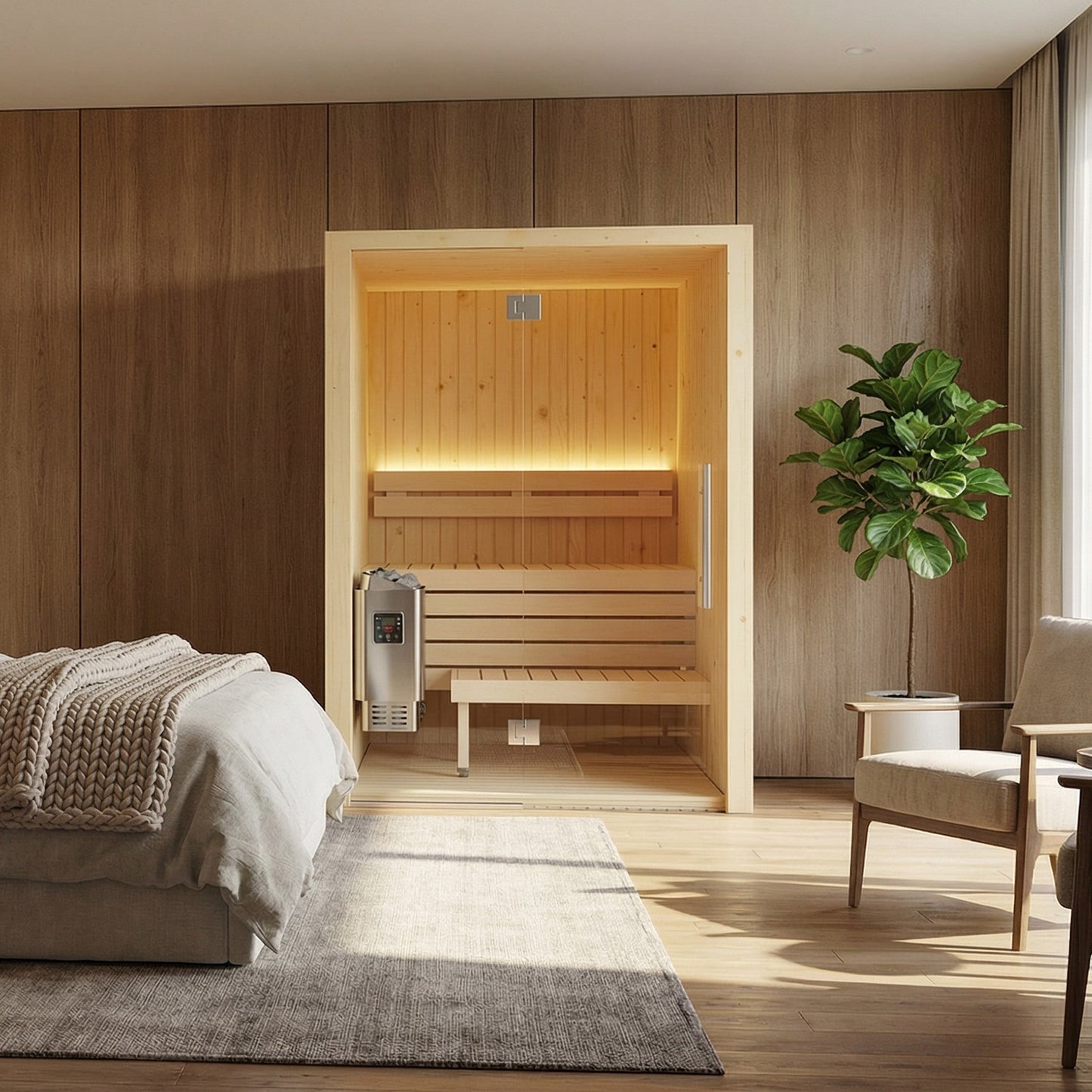 SaunaLife X2 Xperience Series 2-Person Indoor Sauna Kit, installed view 6