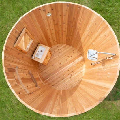 Top view of the Skylight fitted with the optional vanity and mirror and a shower riser, no partition wall or toilet in the room.