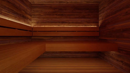 Inside the ThermaSol Spectra, bench levels and cove lighting