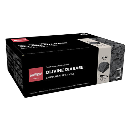 Harvia AC3000 olivine diabase sauna stones, 20 kg 44 lb carton, 2 to 4 inch grade