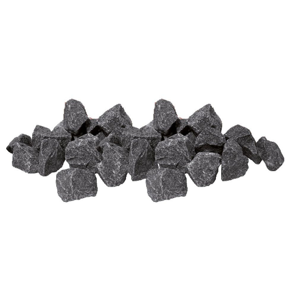 Harvia AC3000 split-face olivine diabase sauna stones on white