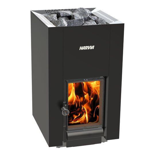Harvia Linear 22 GreenFlame wood-burning sauna stove with clean-burn firebox