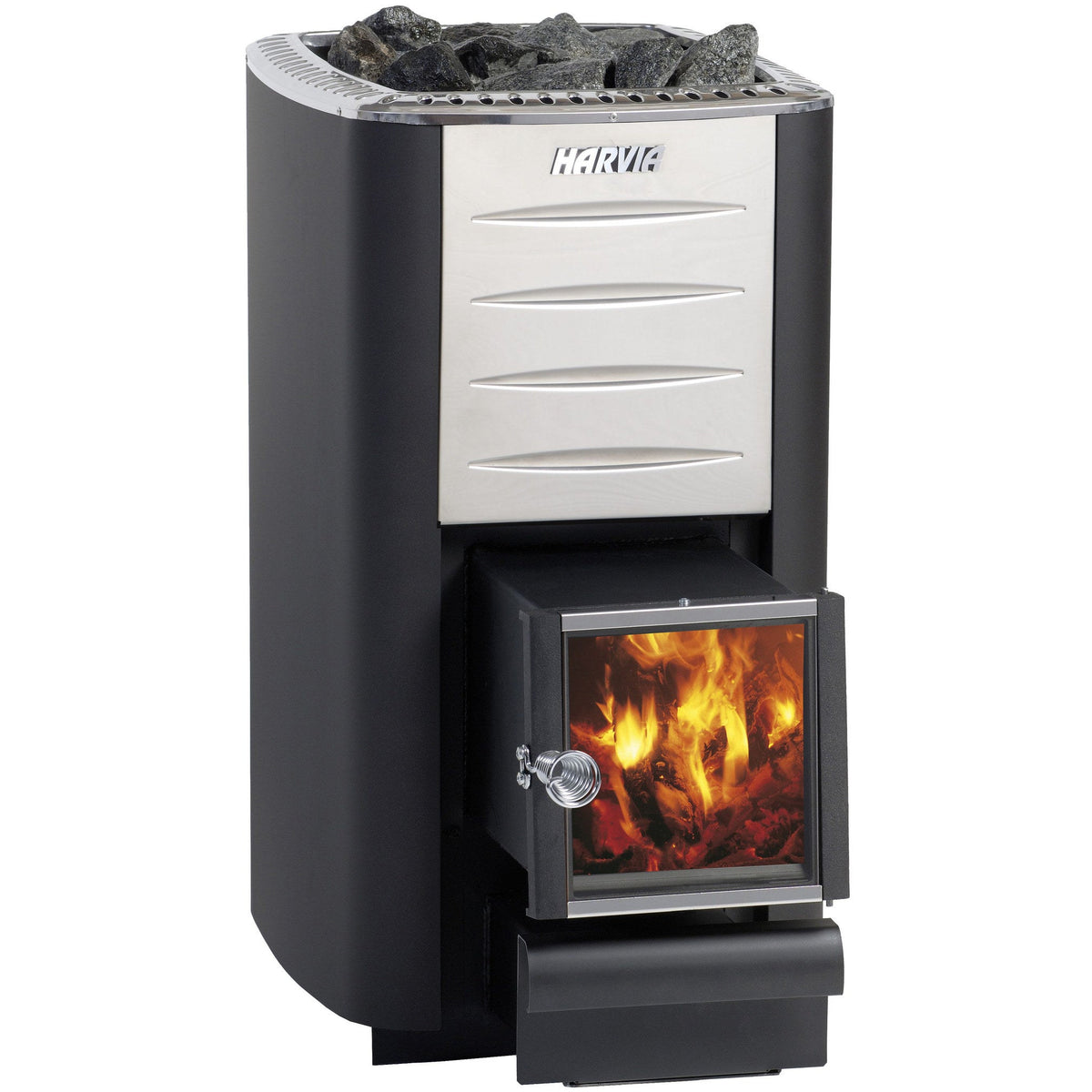 Harvia M3 SL wood stove with the extended firebox for feeding from an adjacent room