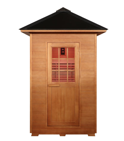 SunRay Eagle front view on white: wooden door with a multi-pane window under the black pitched roof