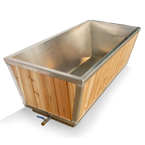 The Polar Plunge Tub on white, angled view into the 304 stainless steel interior