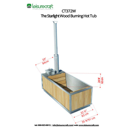 Isometric dimension drawing of the Starlight hot tub: 33 inch interior width, 24-1/4 inch depth, 35-3/4 inch exterior width