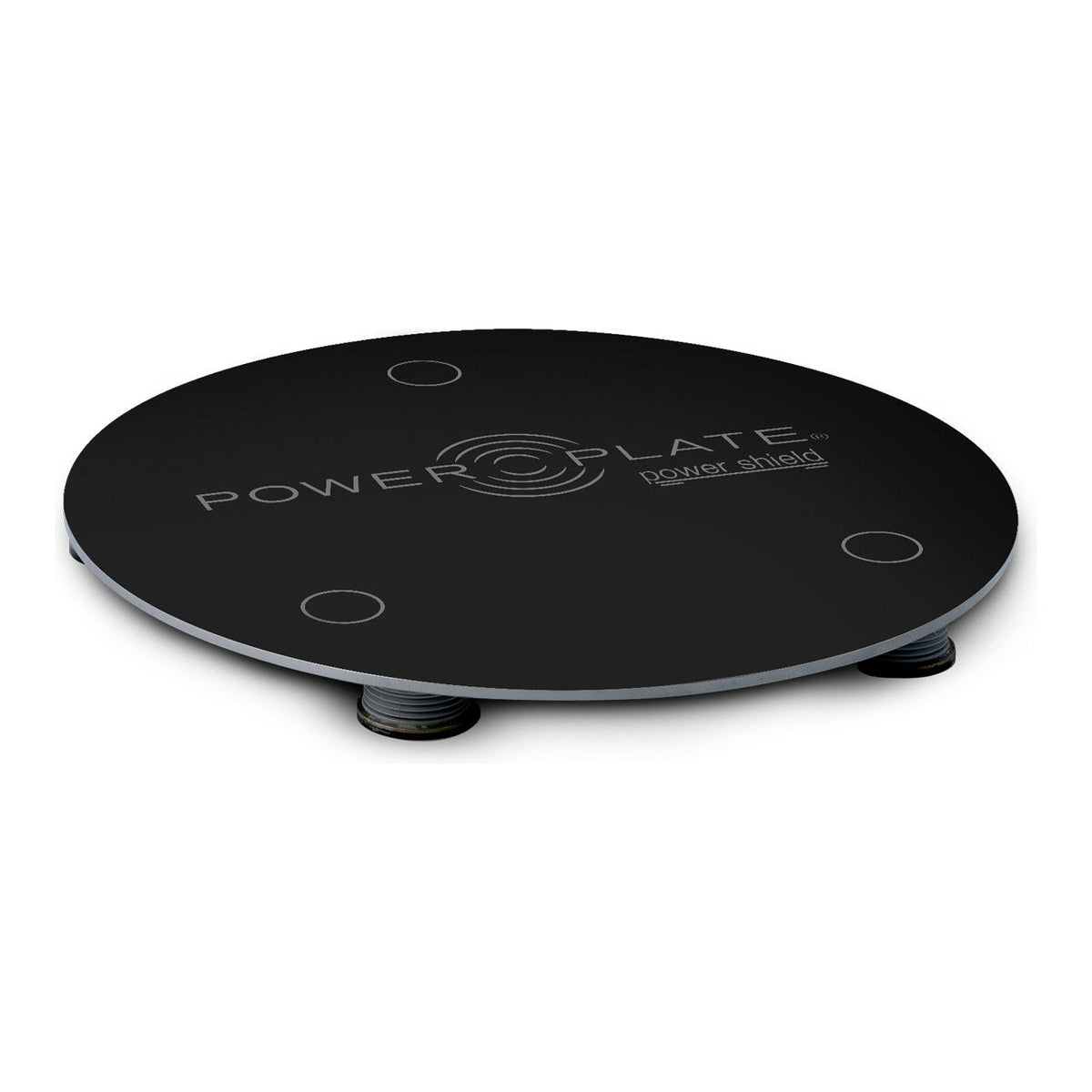 Power Plate my Series Power Shield black, plate showing embossed Power Plate power shield logo