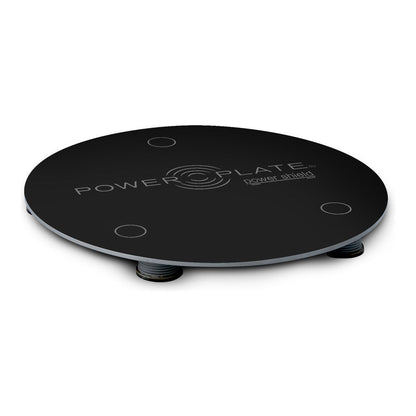 Power Plate my Series Power Shield black, plate showing embossed Power Plate power shield logo