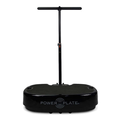 Personal Power Plate Stability Bar fitted to a black Personal Power Plate, T shaped handle on a single column