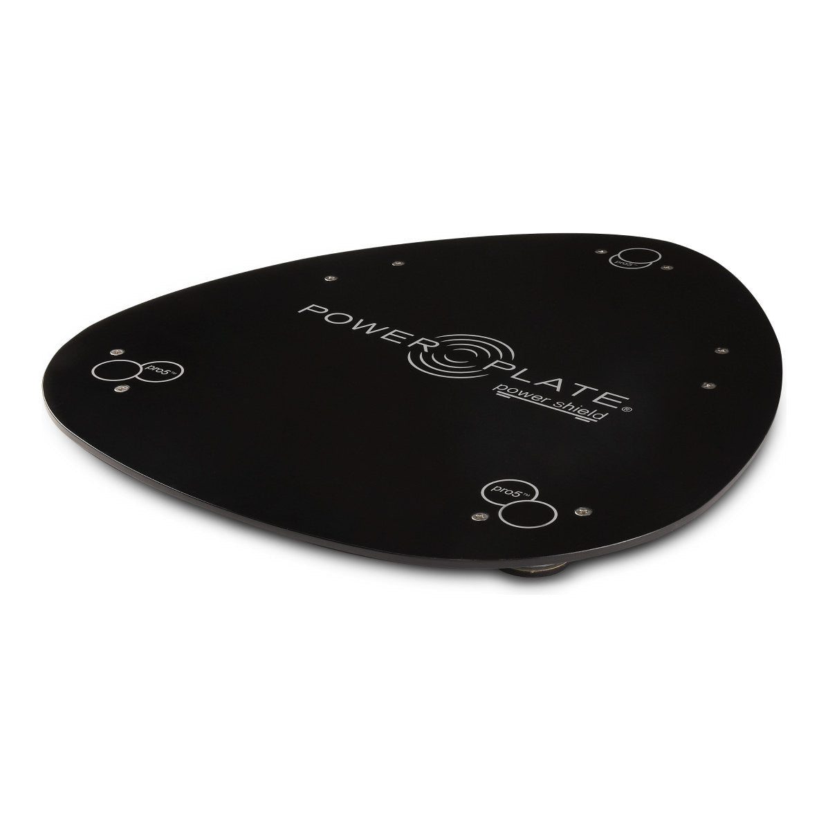 Power Plate pro5 Power Shield in black, teardrop isolation platform marked pro5