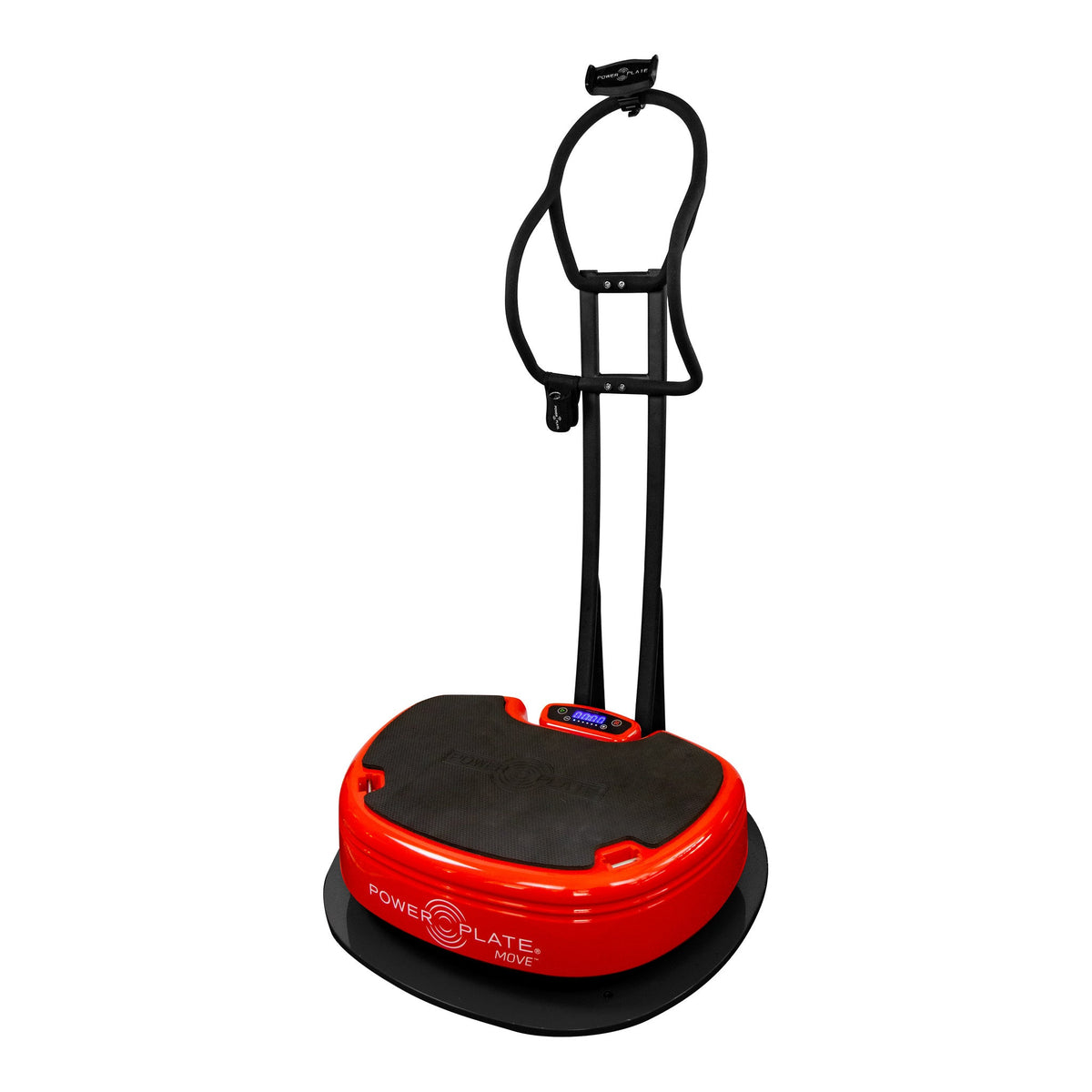 Power Plate MOVE Stability Bar and Power Shield kit with a red MOVE resting on the black shield base