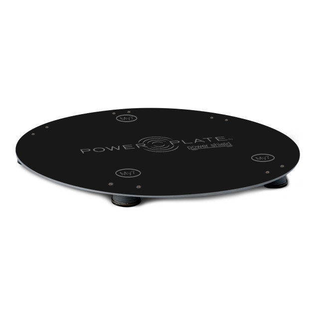 Power Plate my7 my8 Power Shield black, three anti-vibration feet under a round plate
