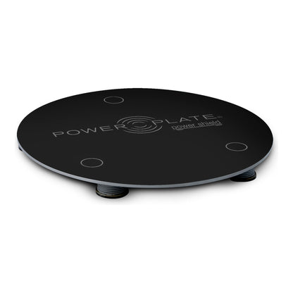 Power Plate my Series Power Shield in black, round isolation platform with three rubber feet