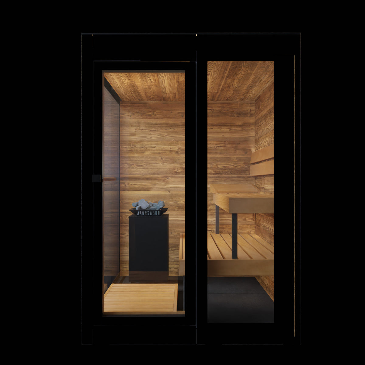 ThermaSol Vera outdoor sauna cabin, side elevation