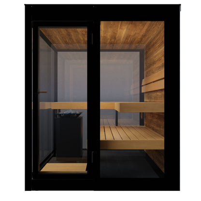 ThermaSol Vue outdoor sauna cabin, opposite side elevation