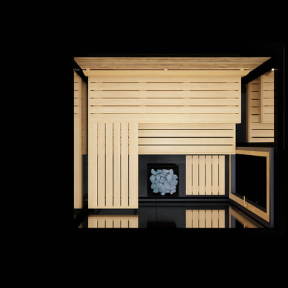 ThermaSol Vue outdoor sauna cabin, overhead layout